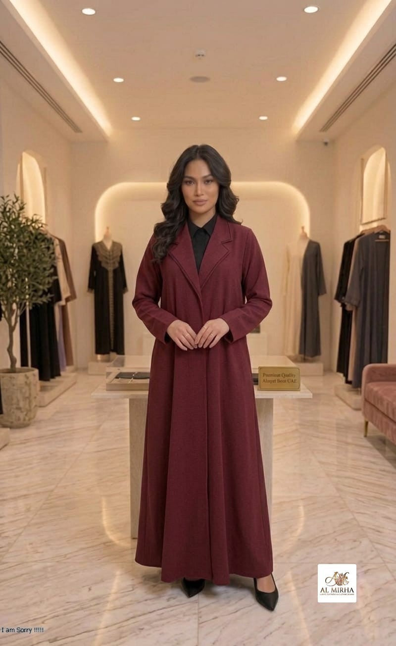 Nida Stuff Coats for Women | Elegant Abaya Style Long Coat|Maroon|alsaadabaya|Pakistan