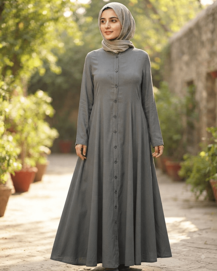 "Anaya"-Gray Abaya - alsaadabaya
