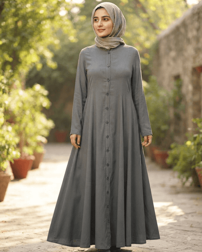 "Anaya"-Gray Abaya - alsaadabaya
