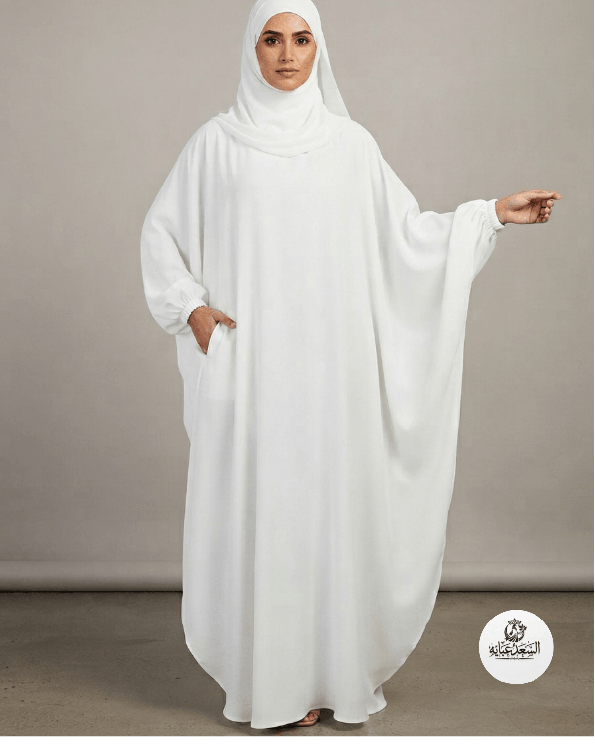 *"Zevi" Kaftan Abaya- White - alsaadabaya